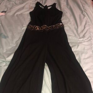 Justice Black and Gold Jumpsuit with Silver and gold Sequence Waistband